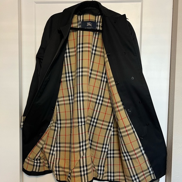 Burberry Women’s Black Trench Coat w/Nova Check Lining - Sz 10R